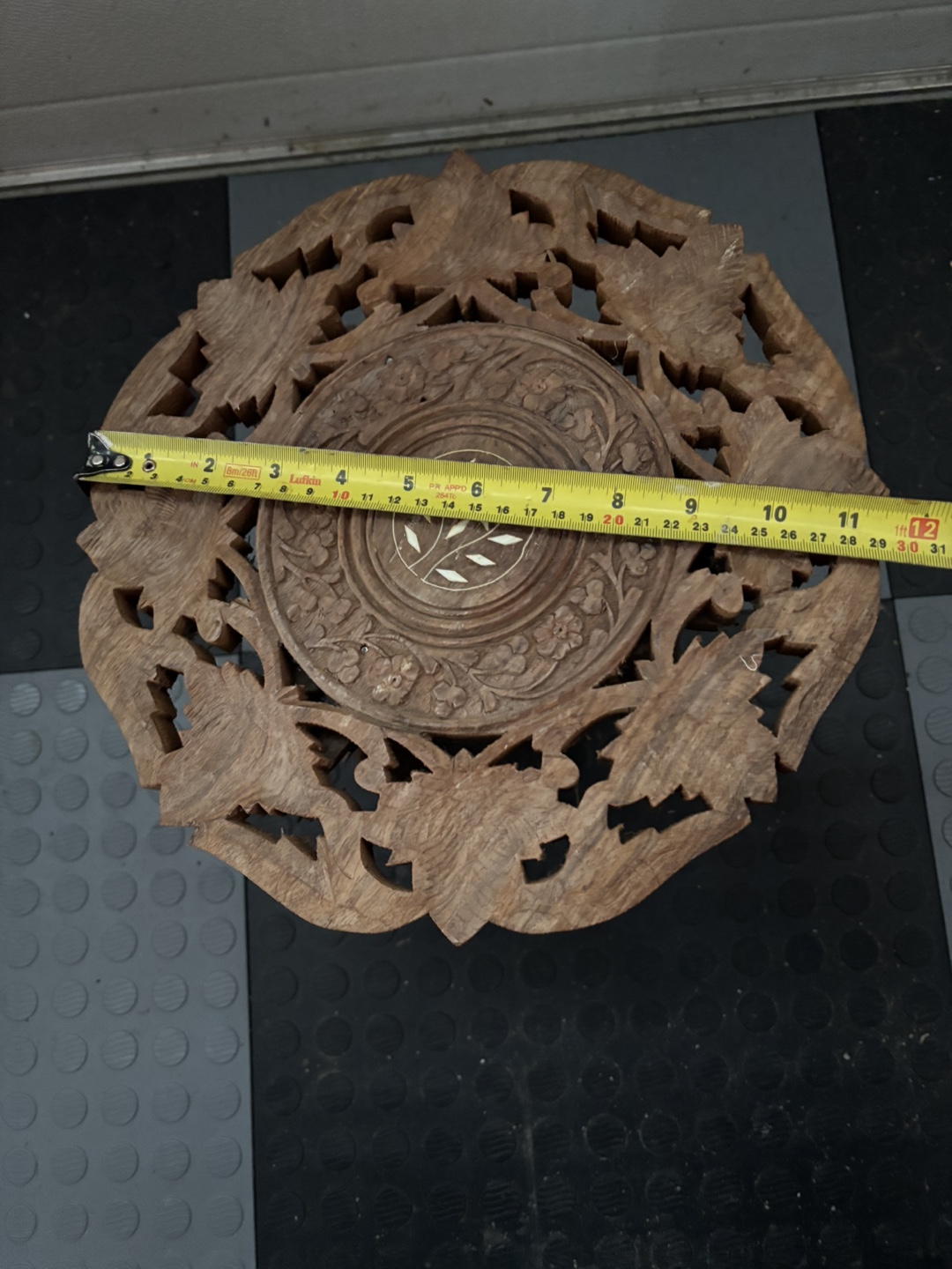 Intricately Carved Wooden Folding Table - photo 2