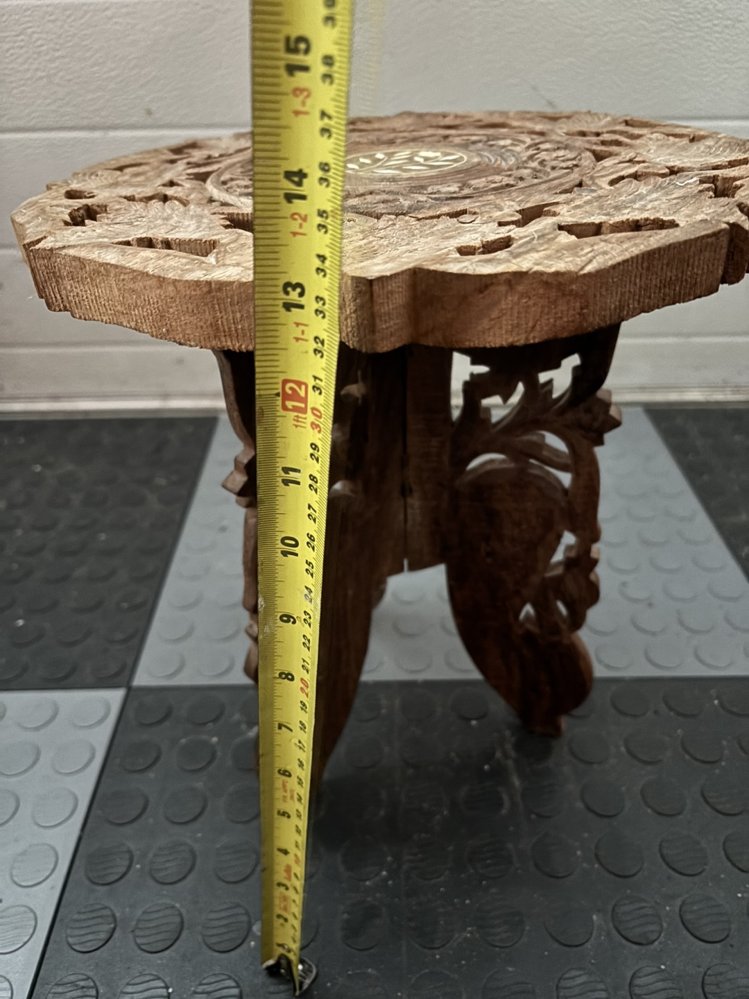 Intricately Carved Wooden Folding Table - photo 3