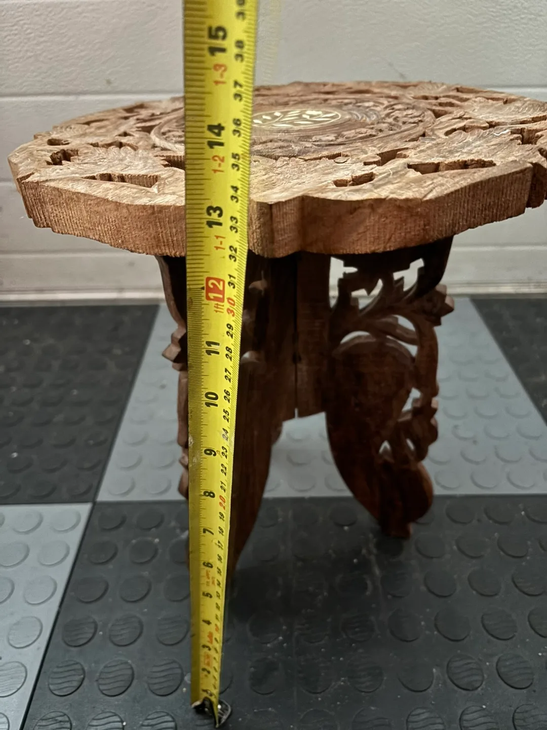 Intricately Carved Wooden Folding Table image indicator(3)