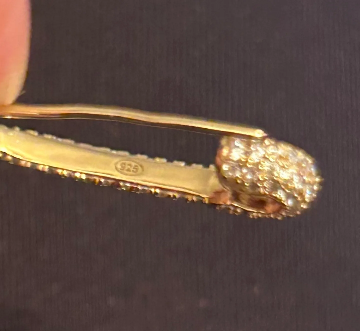 Gold Safety Pin Earrings with Cubic Zirconia image indicator(7)