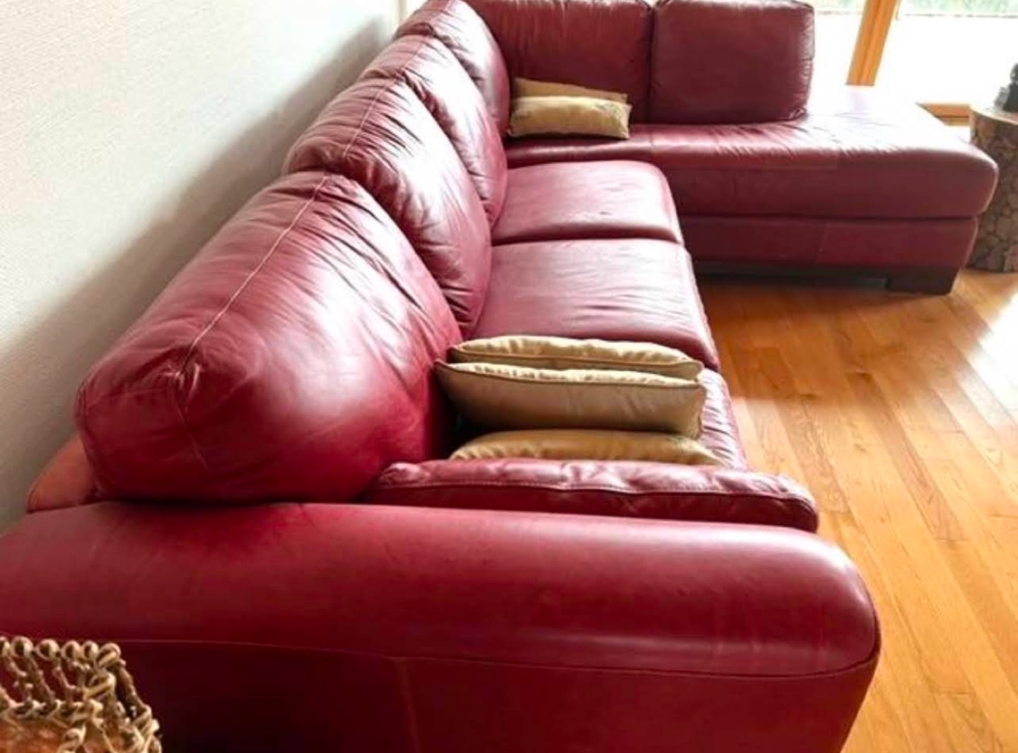 Red Leather Sectional Sofa - photo 2