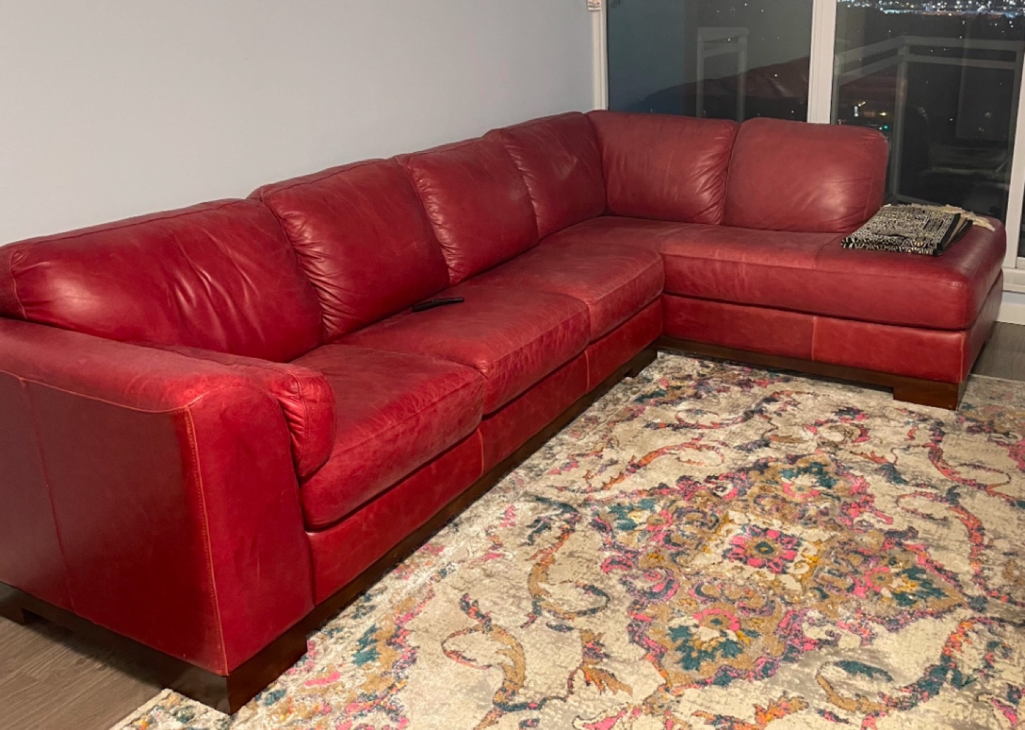 Red Leather Sectional Sofa