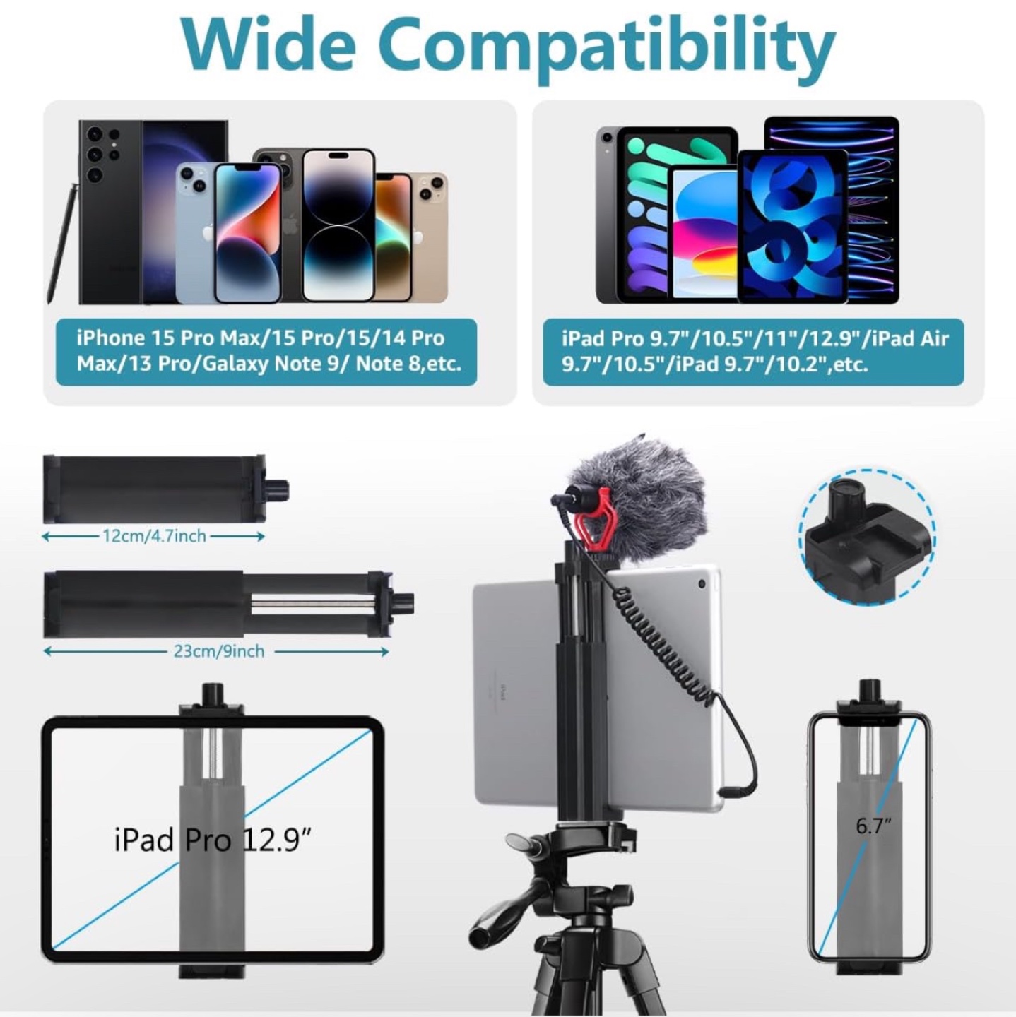 73-inch Portable Tripod Stand for Phone, Tablet, Camera - photo 5