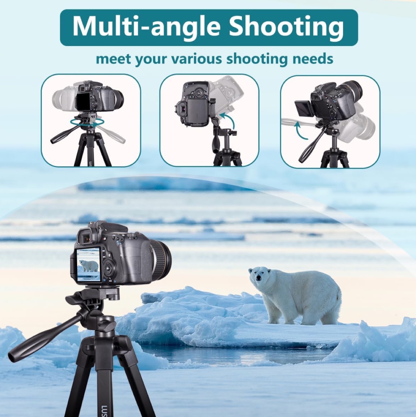73-inch Portable Tripod Stand for Phone, Tablet, Camera - photo 4