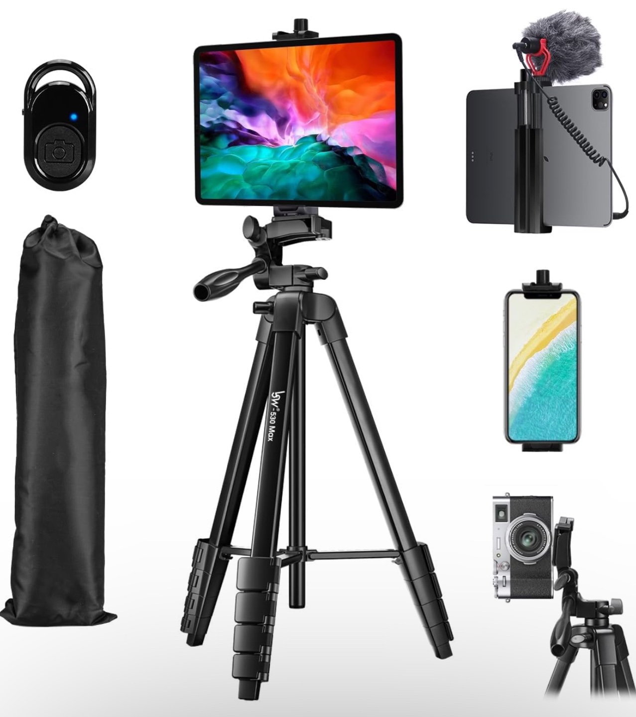 73-inch Portable Tripod Stand for Phone, Tablet, Camera