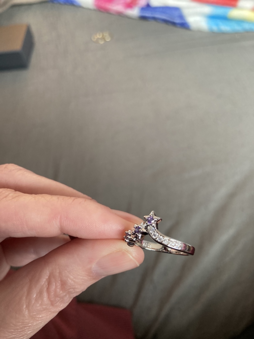925 Sterling Silver Amethyst and CZ star ring - photo 2