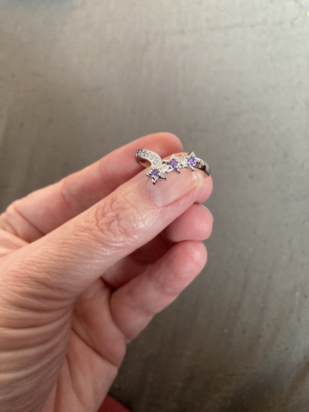 925 Sterling Silver Amethyst and CZ star ring - photo 3