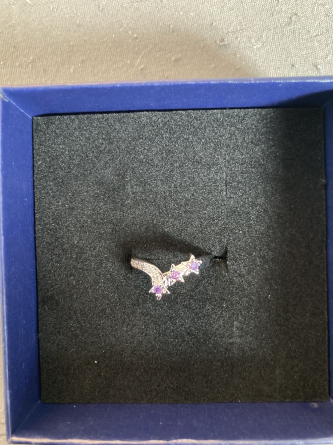 925 Sterling Silver Amethyst and CZ star ring - photo 4