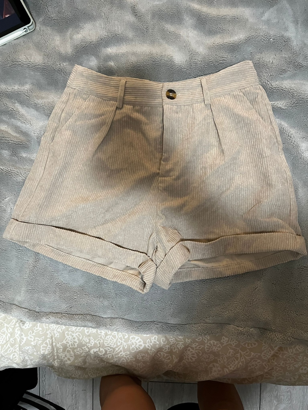 Beige Corduroy Shorts