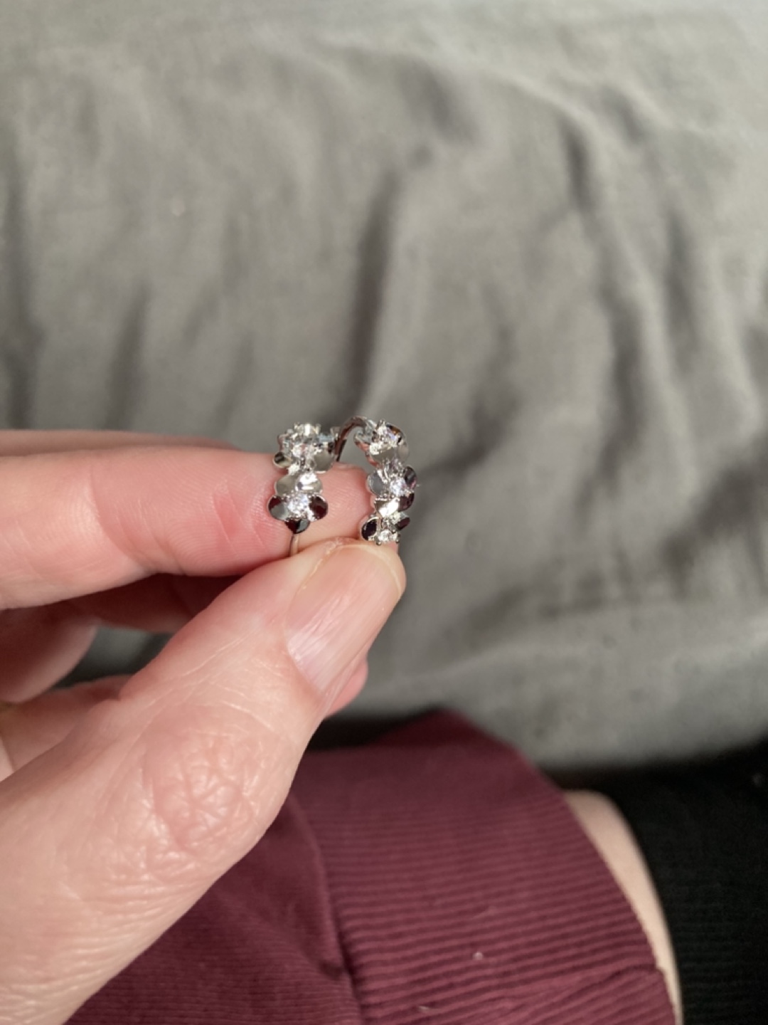 925 Sterling Silver flower hoop earrings