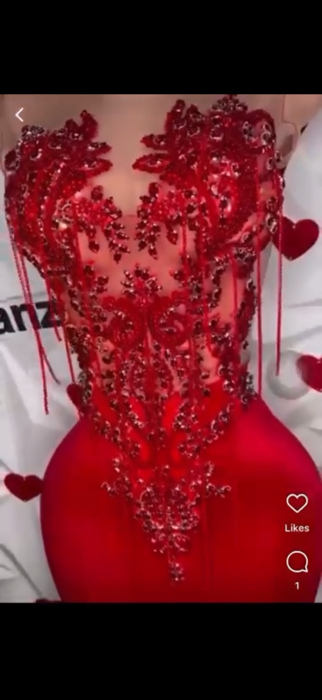 Stunning Red rhinestone dress - photo 2