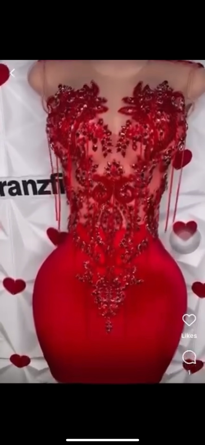 Stunning Red rhinestone dress - photo 3