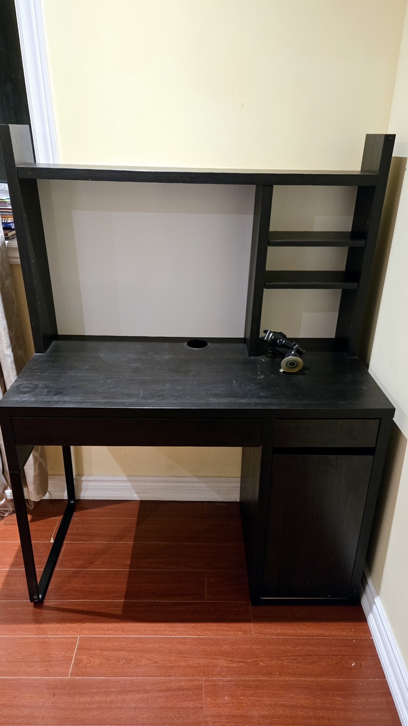 IKEA MICKE Desk with Hutch - Black-Brown