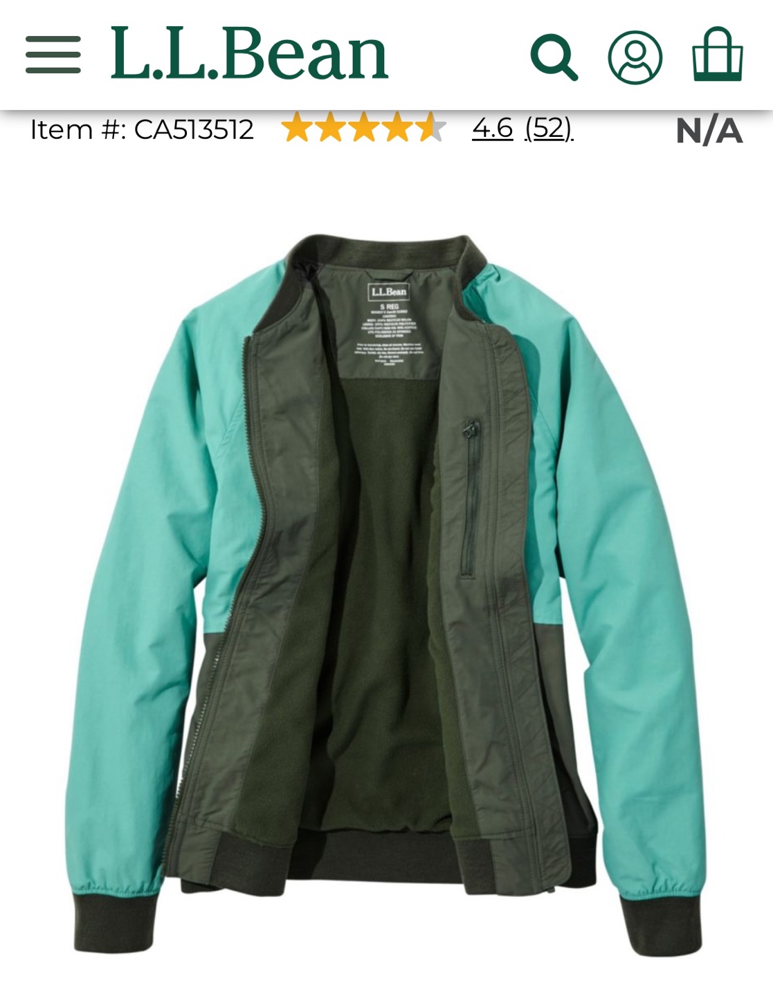 L.L.Bean Women's 3 Season Bomber Jacket - Size L - photo 3