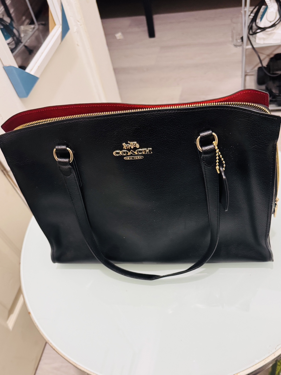 Coach Black Leather Tote Bag