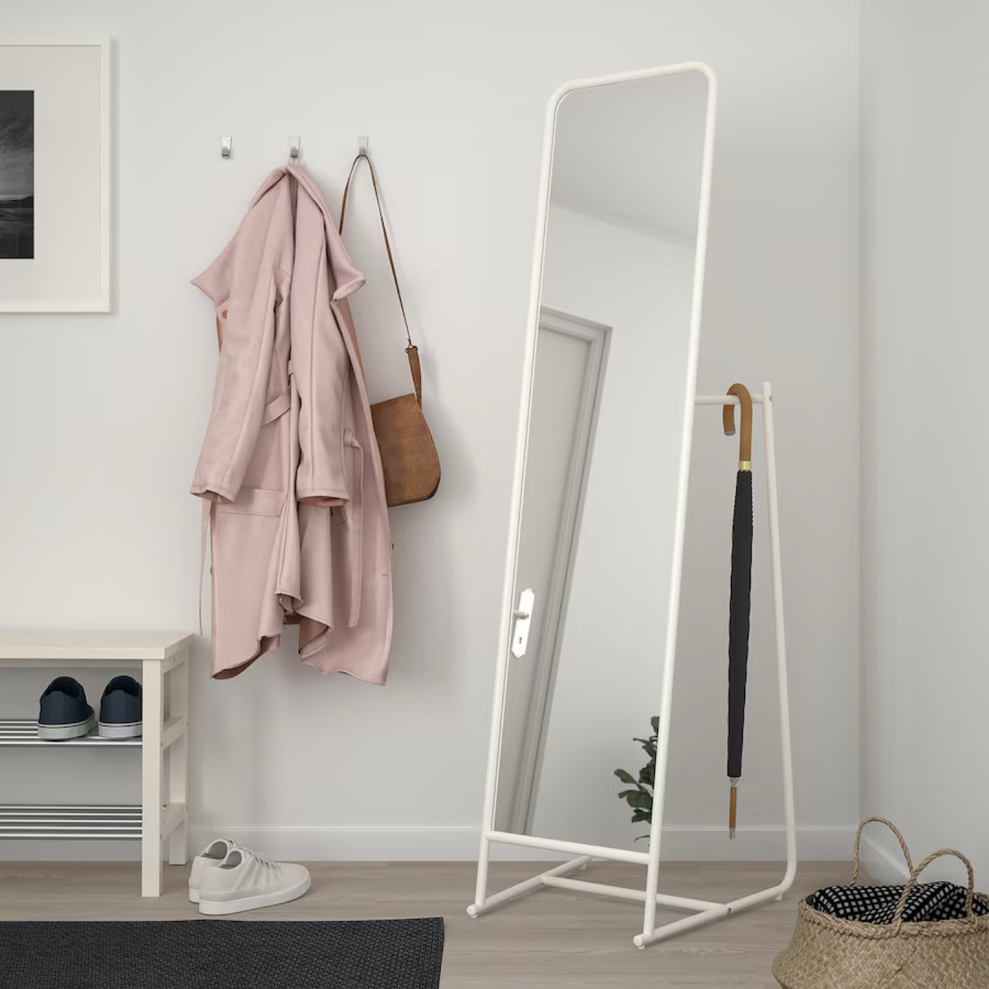 IKEA Full-Length Mirror with Clothes Rack