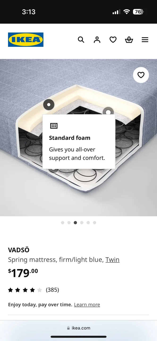 IKEA VADSO Twin Mattress - Firm/Light Blue image indicator(3)