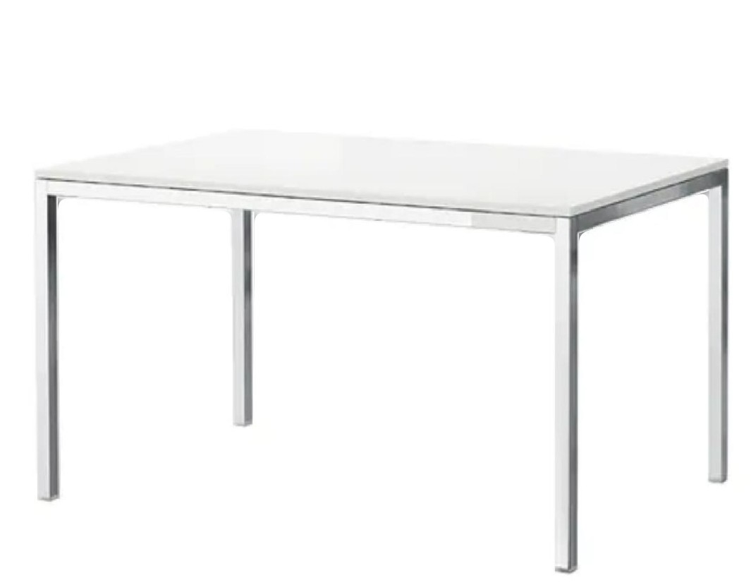 Ikea Frosted Glass Dining Table with Chrome Legs