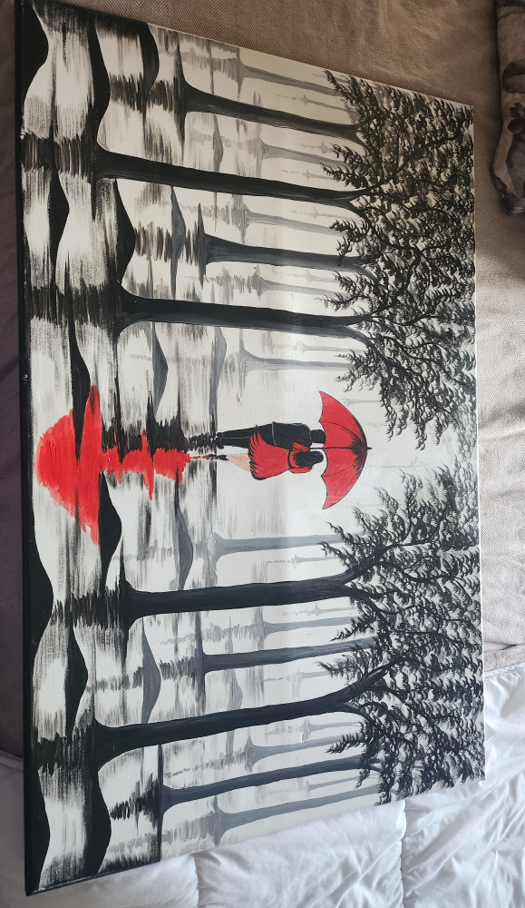Original Couple under Umbrella Painting