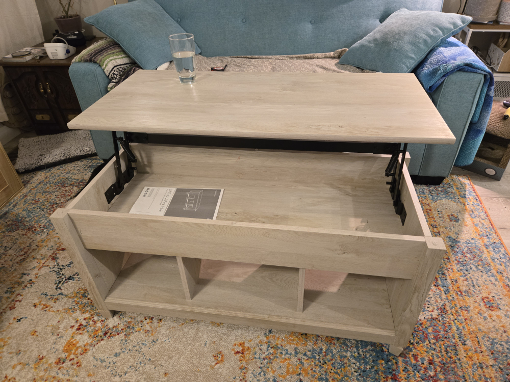 Sauder Edge Water Lift Top Coffee Table - Chalk Chestnut - photo 2
