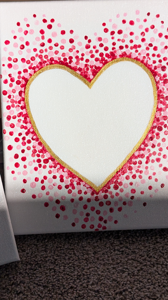Set of three heart canvas paintings for gifting on Valentine' - photo 3