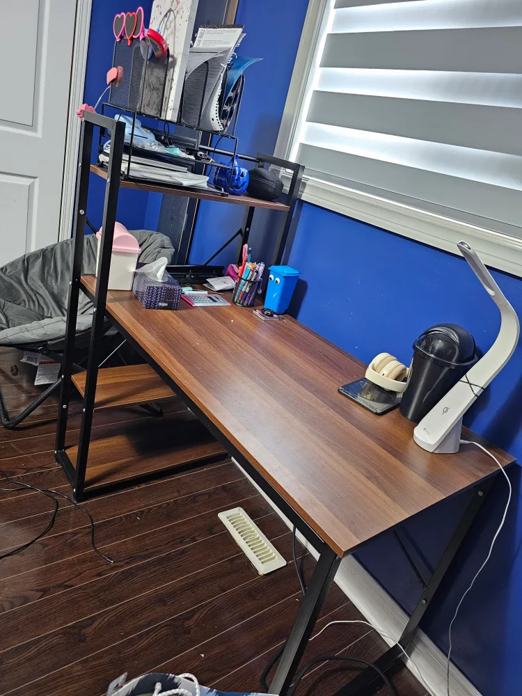 wooden desk with shelves image indicator(3)