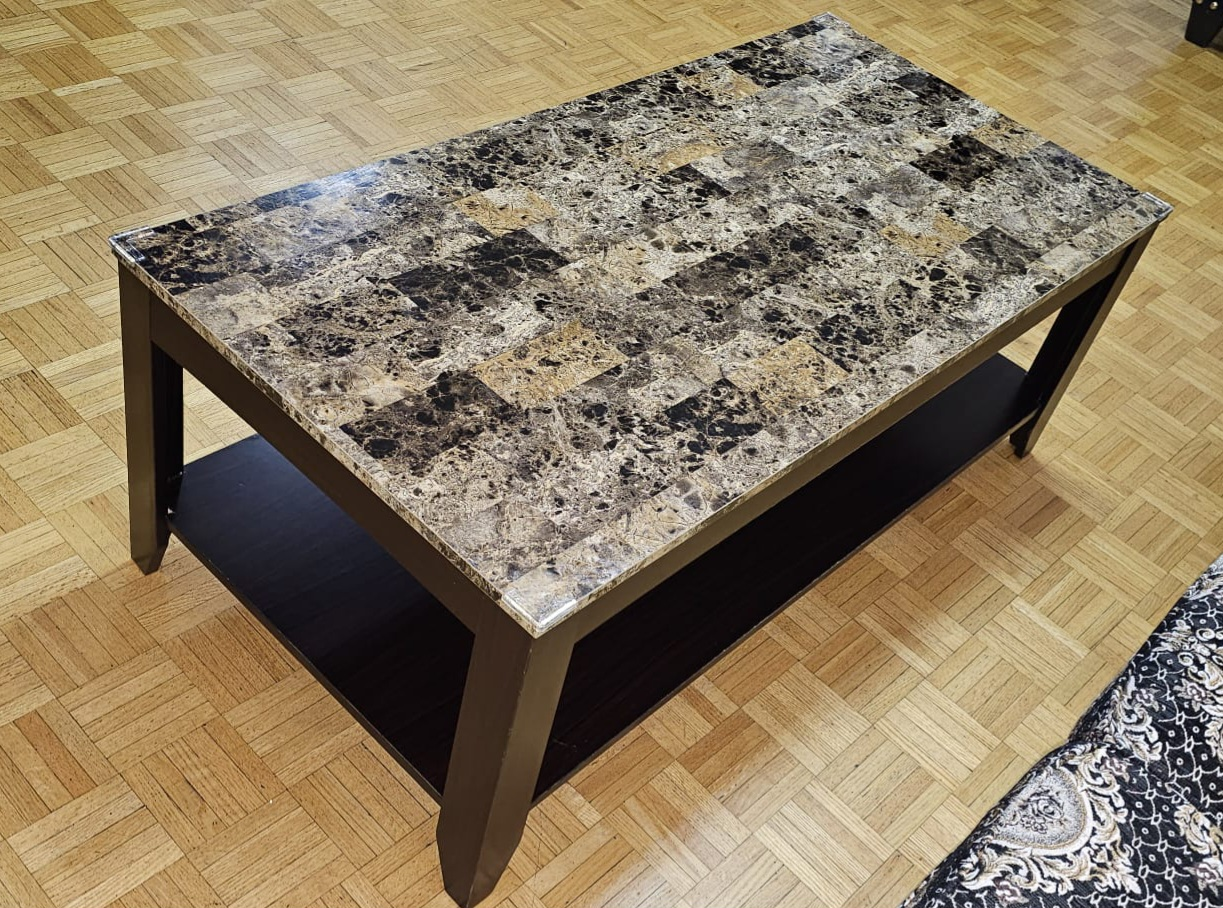 marble coffee table set + 2 table lamp