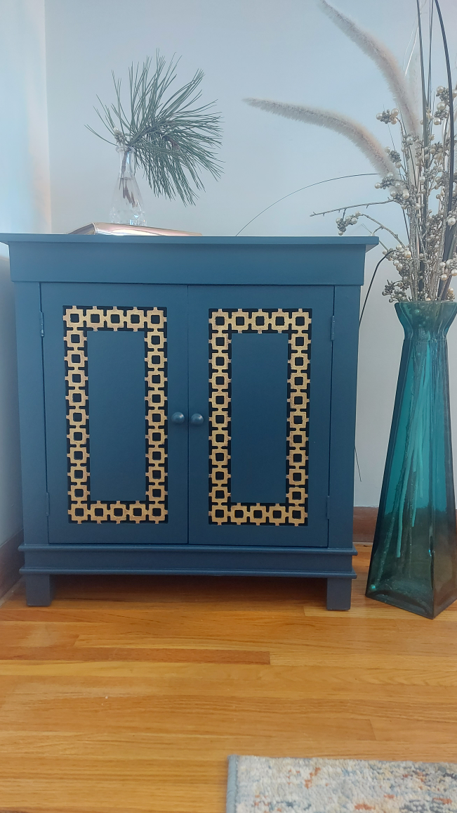 Gorgeous Teal & Gold Accent Cabinet