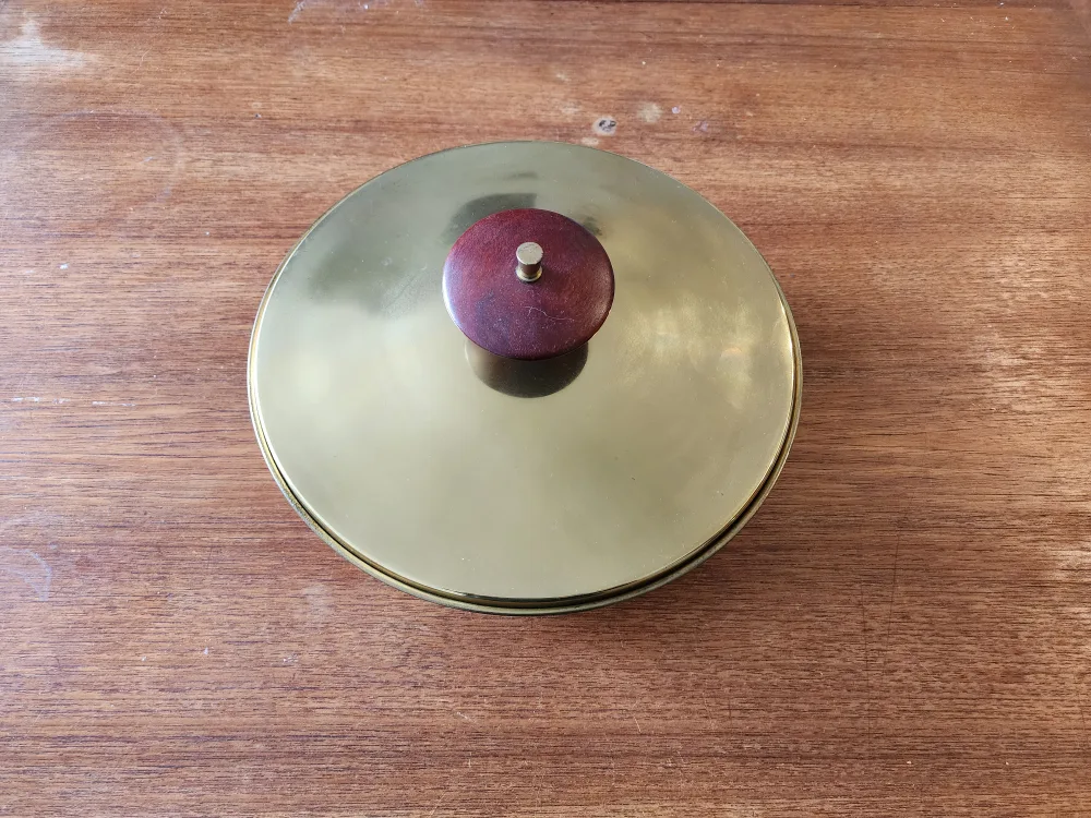 Mid-Century Brass and Glass Chafing Dish/ Serving Bowl image indicator(4)