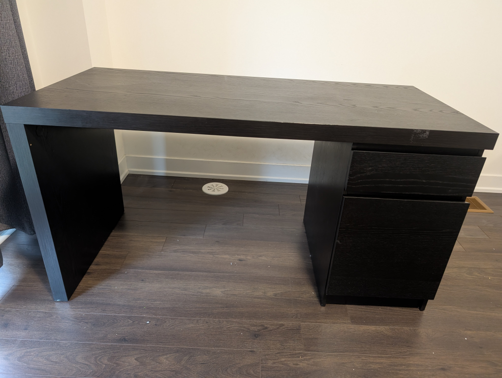 IKEA Black Desk with Drawer and Cabinet - photo 4