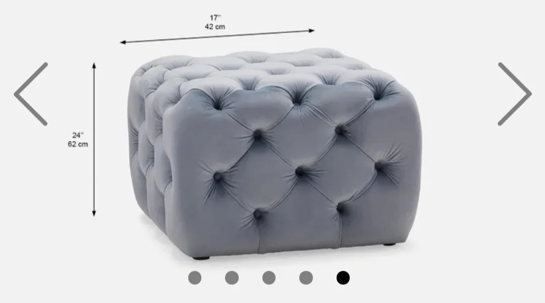 Pair of chic Grey Velvet Tufted Ottomans image indicator(2)