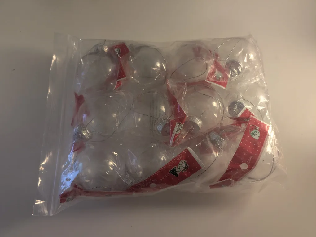 12 Clear Glass Christmas Ornaments with Silver Caps image indicator(2)