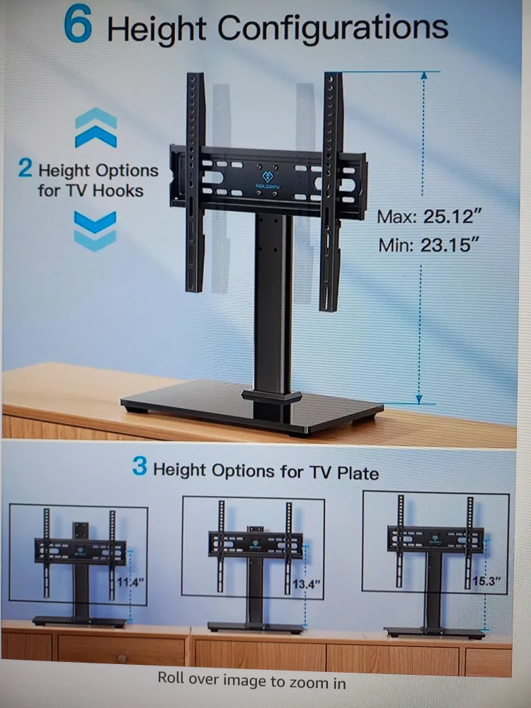 Perlesmith Tabletop TV Stand PSTVS04 - Adjustable Height image indicator(2)