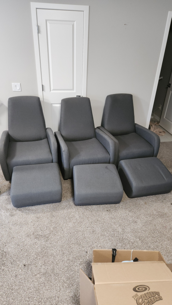 3 - EQ3 Rocker Chairs with Ottomans