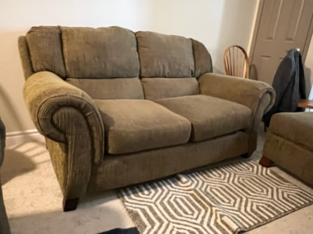 Olive Green Corduroy (Couch+Seat+Ottoman)– Excellent Condition!