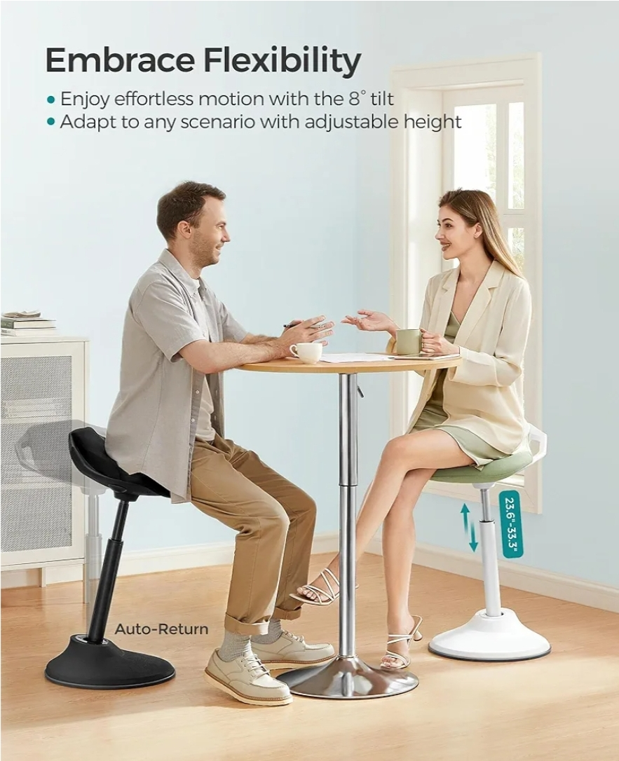 SONGMICS Adjustable Height Saddle Stool - Ergonomic Office Chair