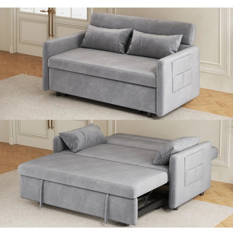 Bran New Grey Velvet Futon Sofa Bed