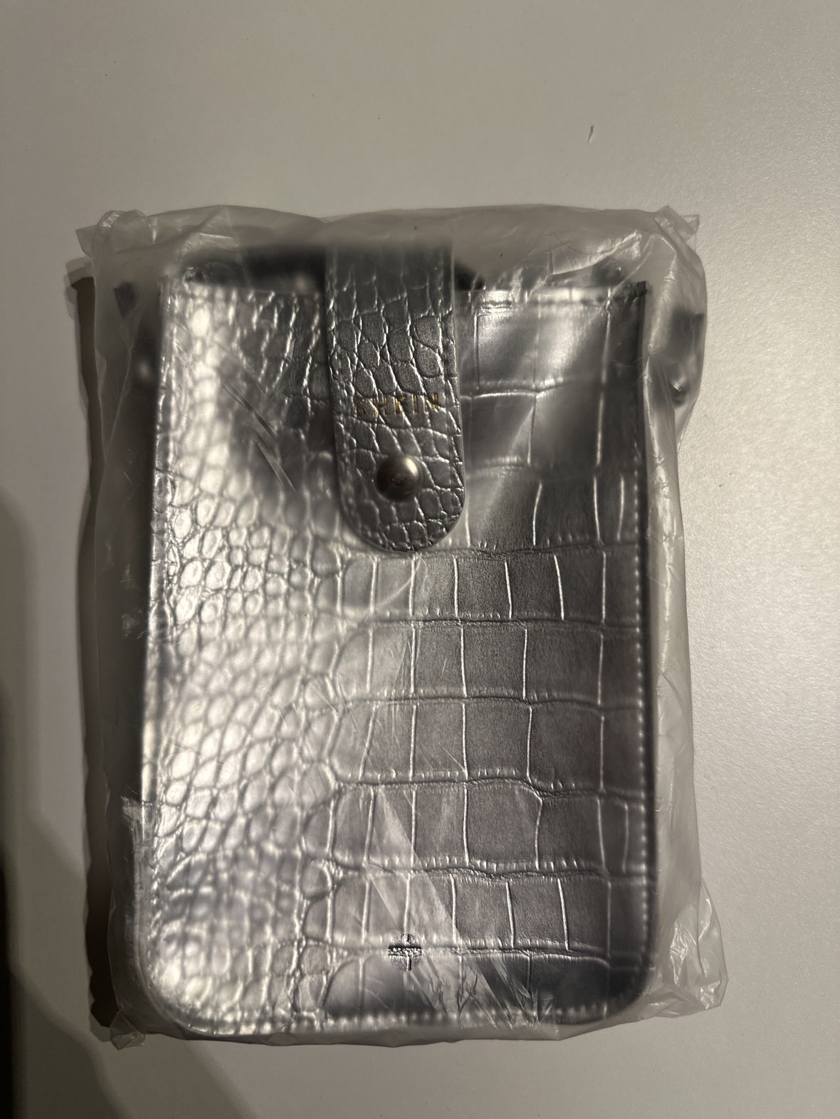 Shein mini Silver Crocodile Patterned Crossbody Purse #freecycle