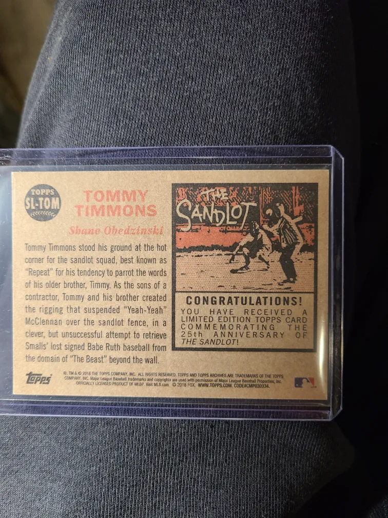 Topps The Sandlot Tommy Timmons Card image indicator(2)