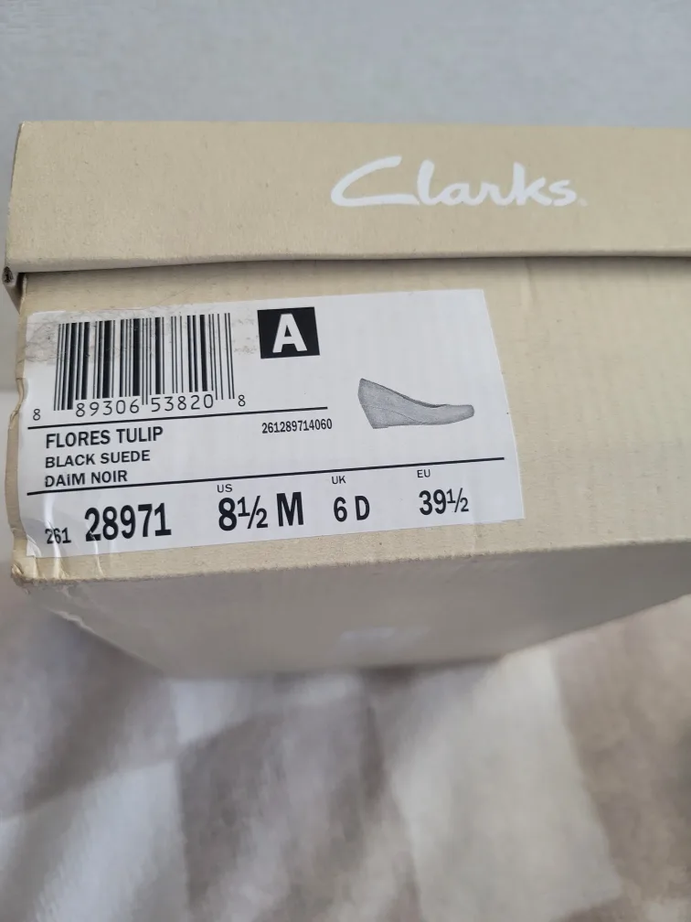 Clarks Women's Flores Tulip Black Suede Wedge Heels image indicator(4)