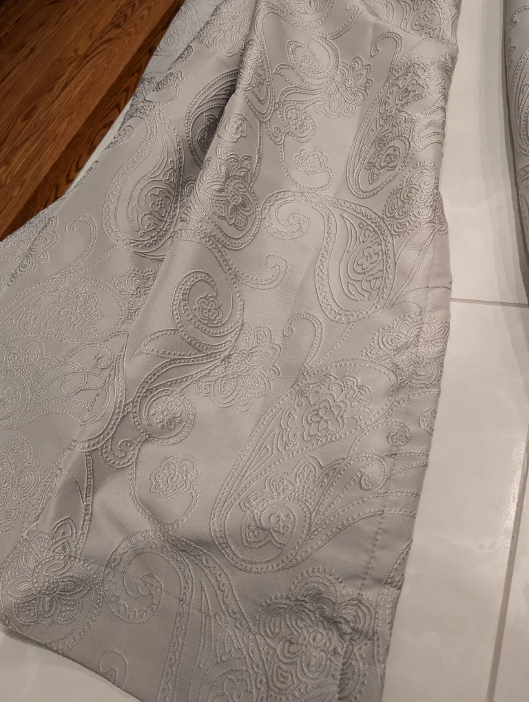 3 grey curtain panels: 97 inches tall, 54 inches wide image indicator(2)