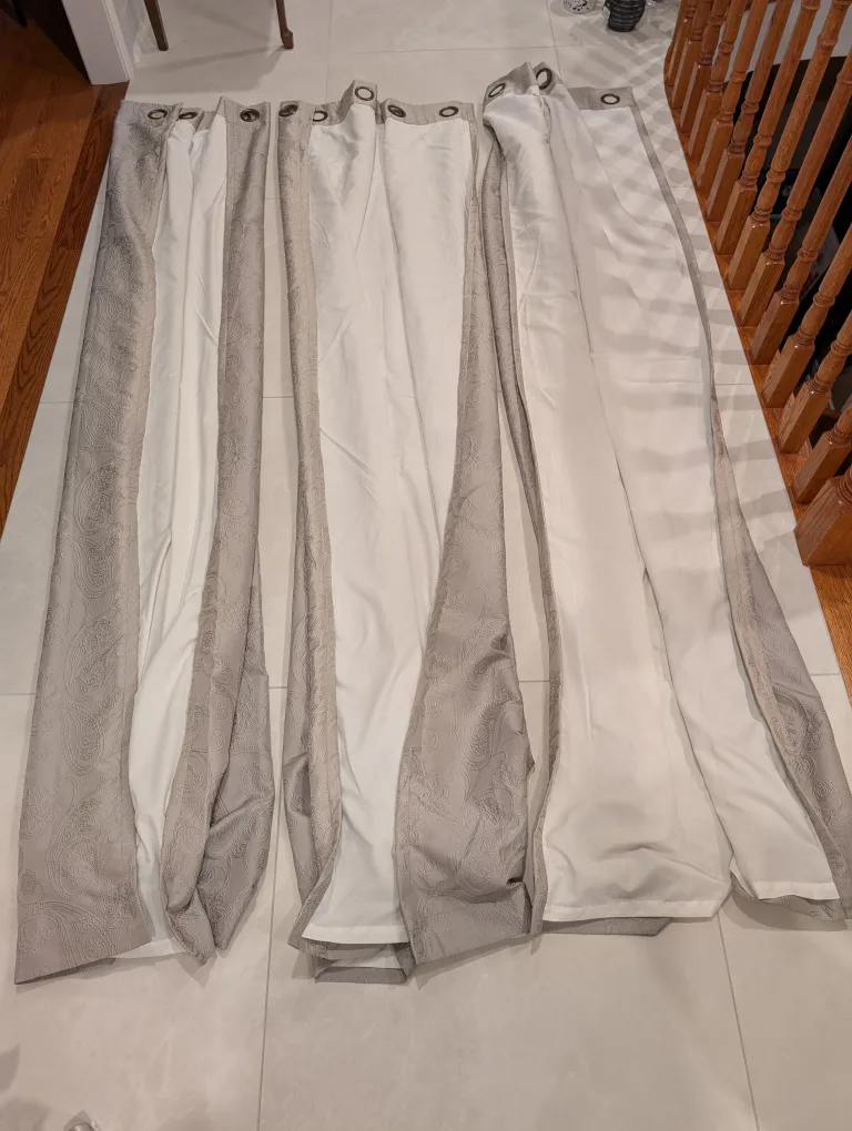 3 grey curtain panels: 97 inches tall, 54 inches wide image indicator(3)