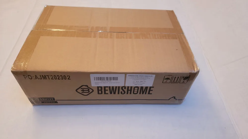 BEWISHOME 12-Slot Watch Box with Glass Window, Brown image indicator(2)