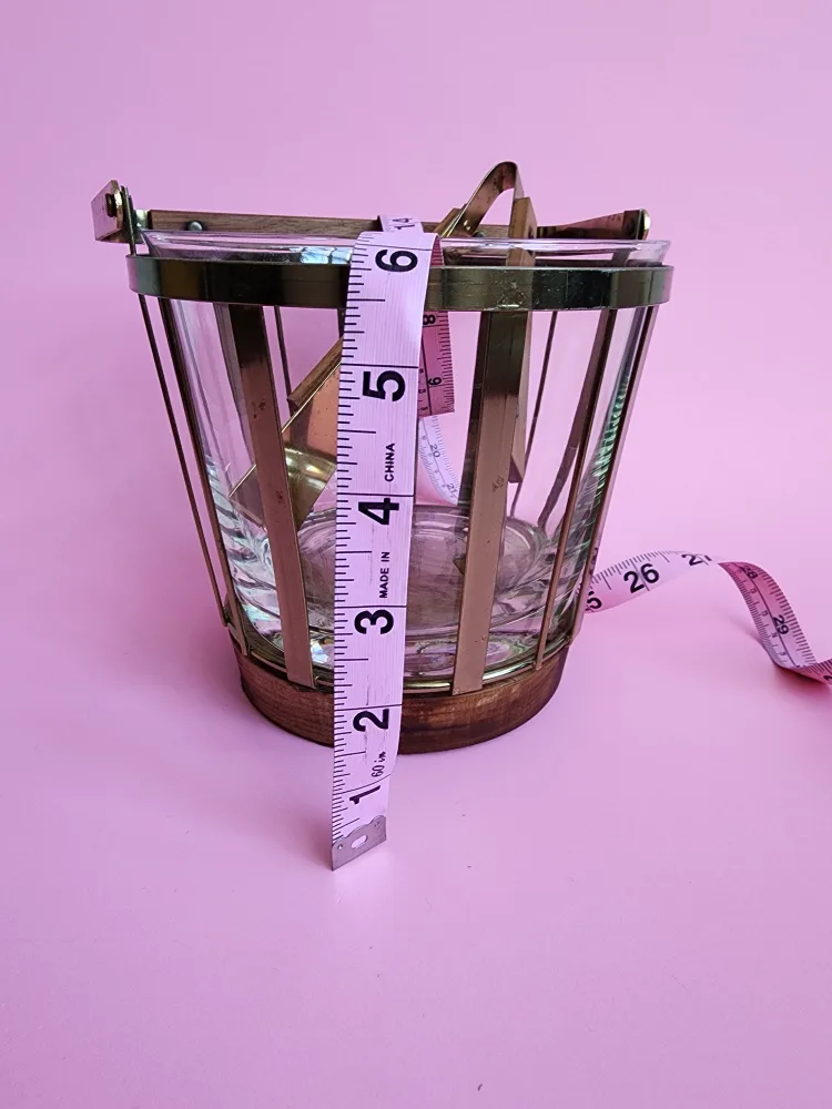 Mid-Century Modern Brass and Glass Ice Bucket with Tongs image indicator(3)