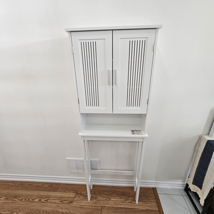 White Bathroom Storage Cabinet with Stand - photo 4