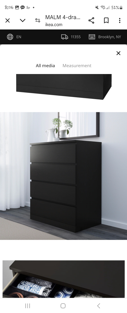 IKEA MALM 4-Drawer Chest Black-Brown - photo 2