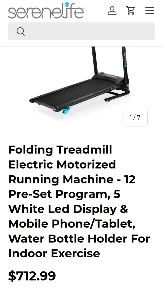 Slim Folding Treadmill SereneLife SLFTRD30 Barely Used image indicator(2)