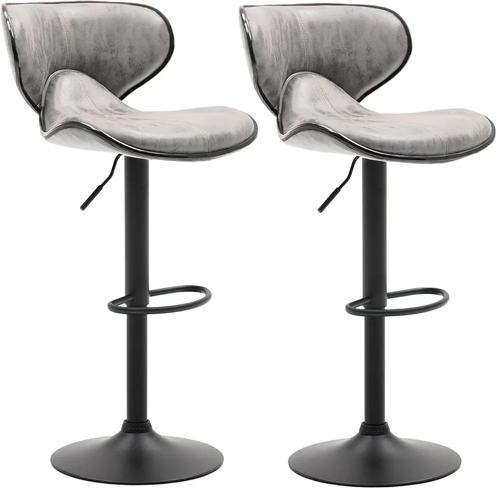 Pair of Grey Swivel Bar Stools thumbnail