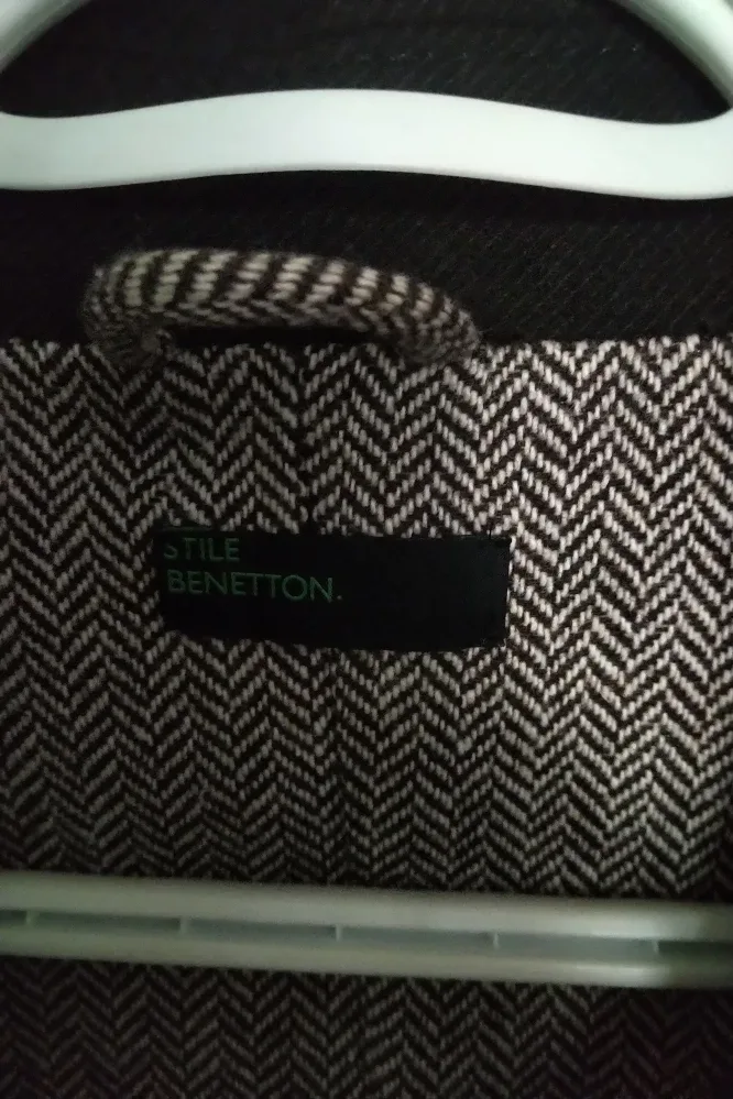 Men's greenish black wool blend overcoat BENETTON🇮🇹 image indicator(5)