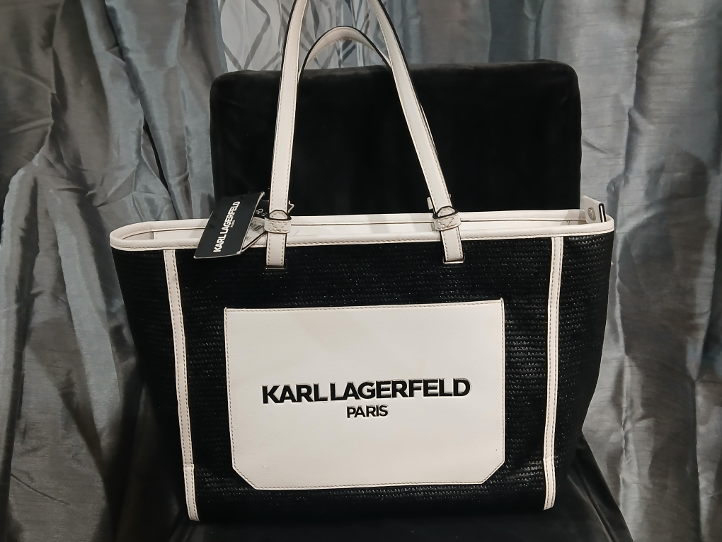 Karl Lagerfeld Paris Black and White Tote Bag